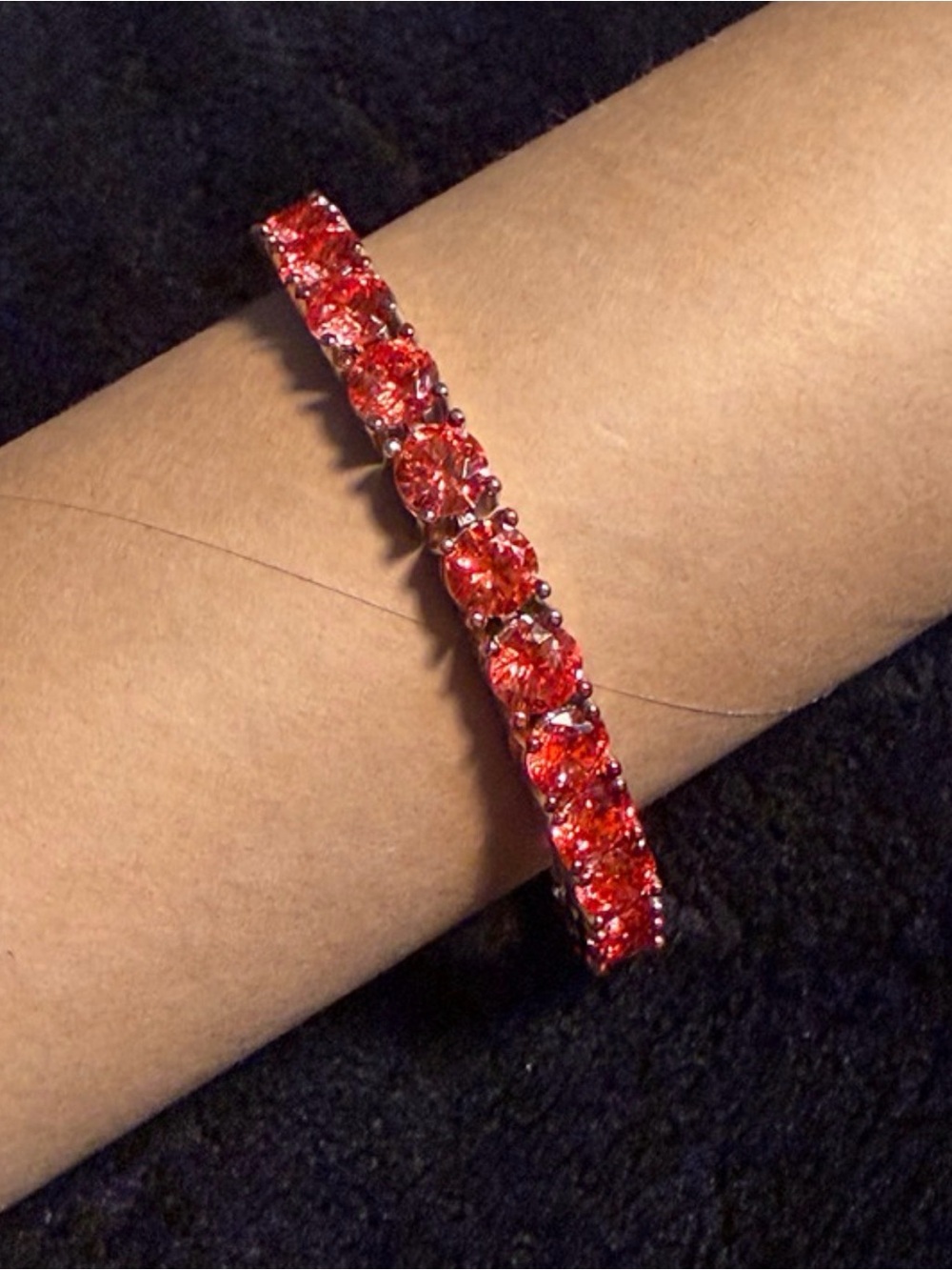 Red Orange Round Tennis Bracelet